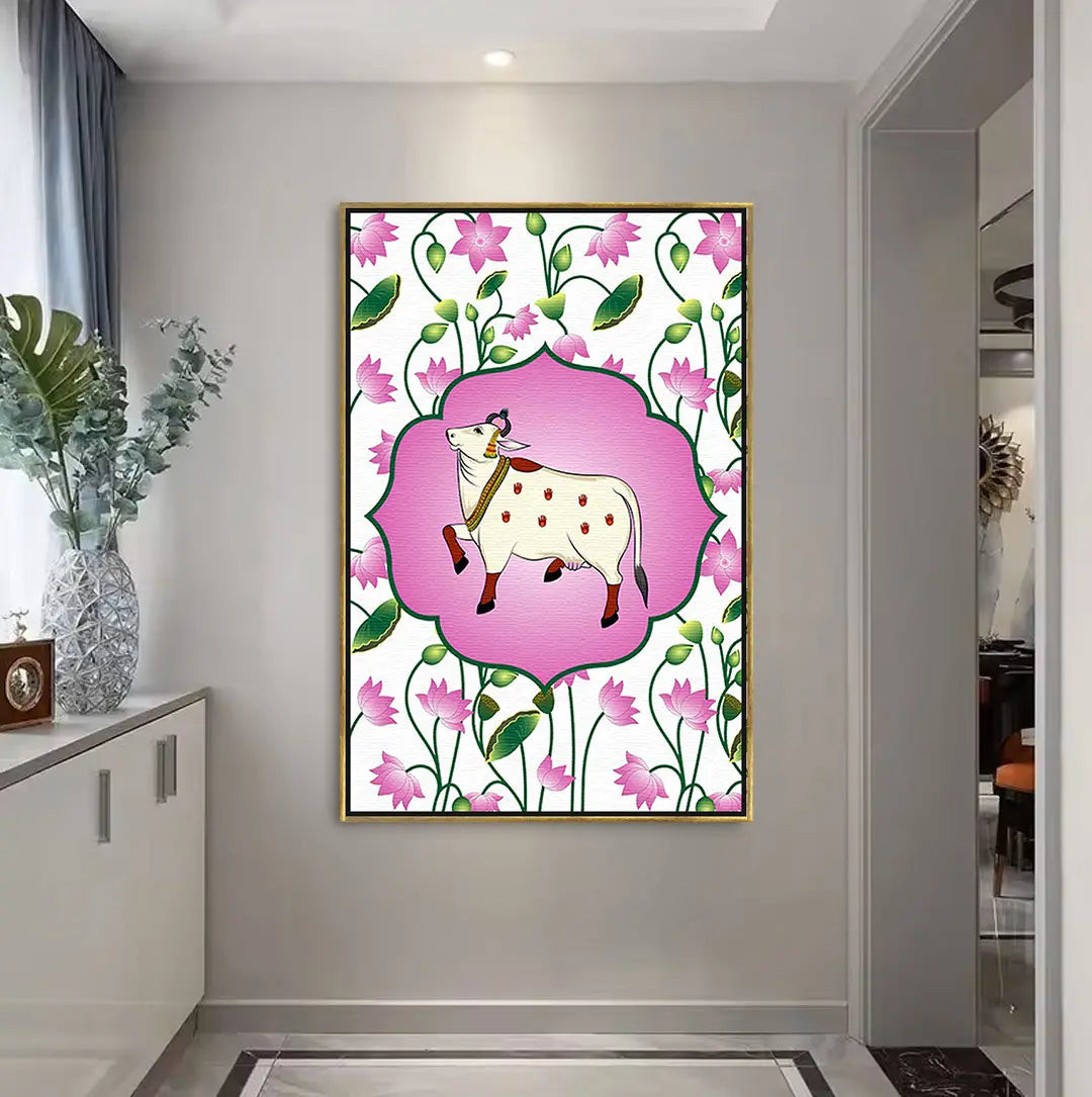 YF Ethnic Cow Pichwai Painting for Wall Decor