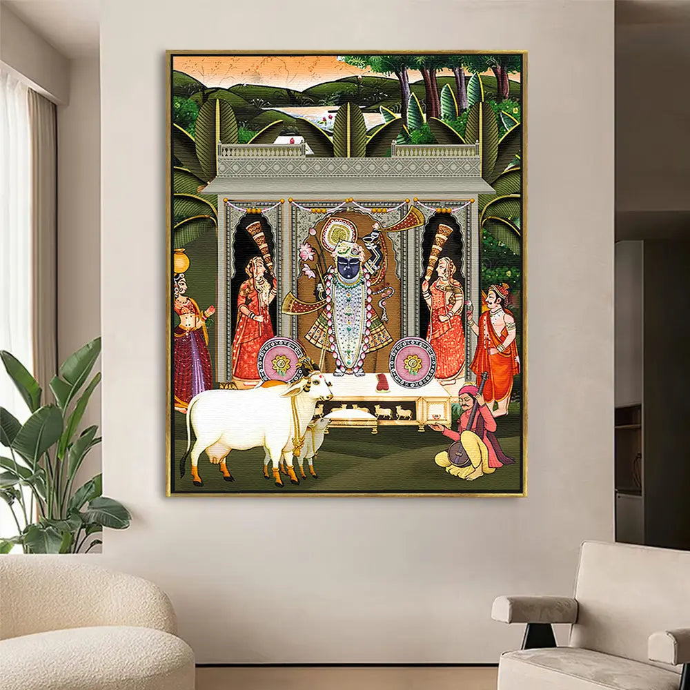 YF Traditional Village Shreenathji Pichwai Painting