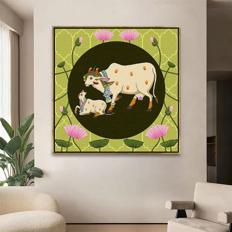 YF Kamadhenu with Calf Pichwai Painting
