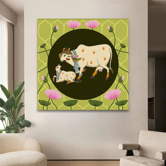 YF Kamadhenu with Calf Pichwai Painting