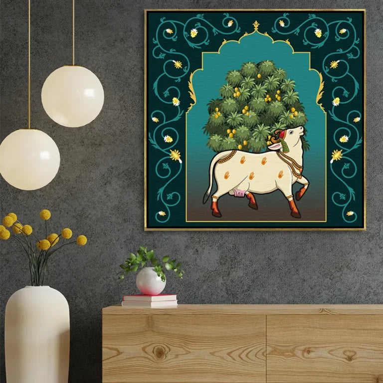 YF Mango Garden Ethnic Pichwai Cow Painting