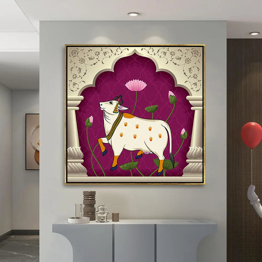 YF Ethnic Traditional Pichwai Cow Canvas Painting