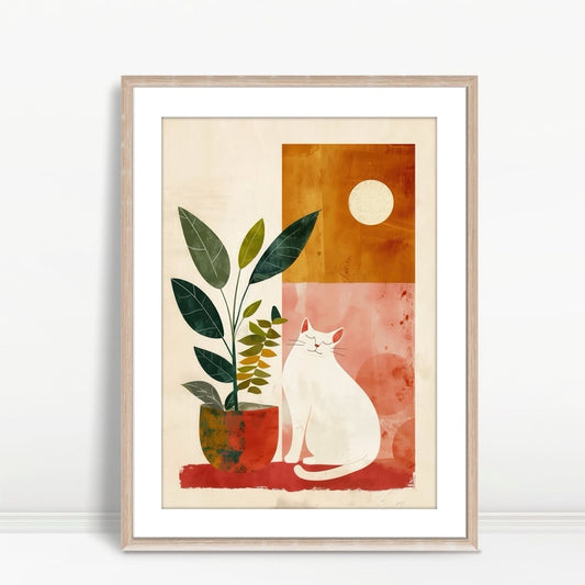 YF Cat and Leaves by Sunset Window