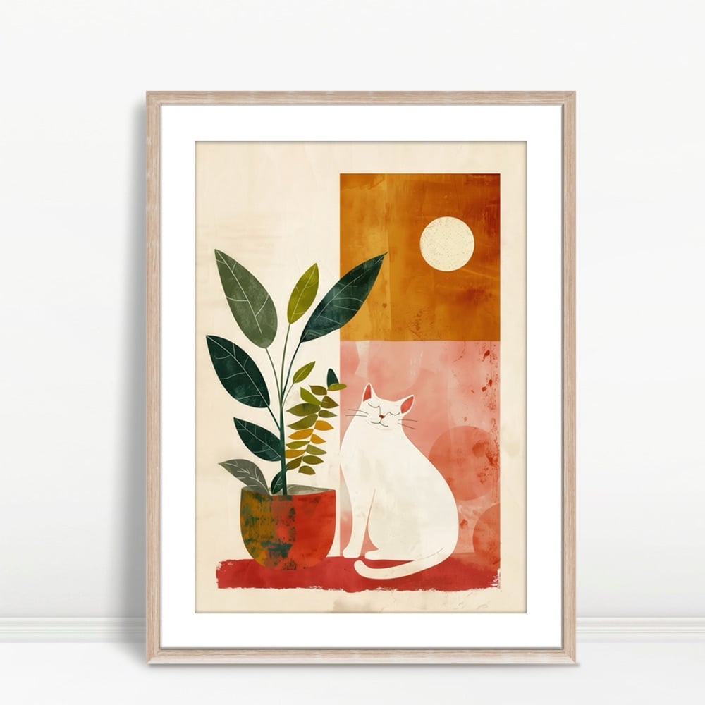 YF Cat and Leaves by Sunset Window