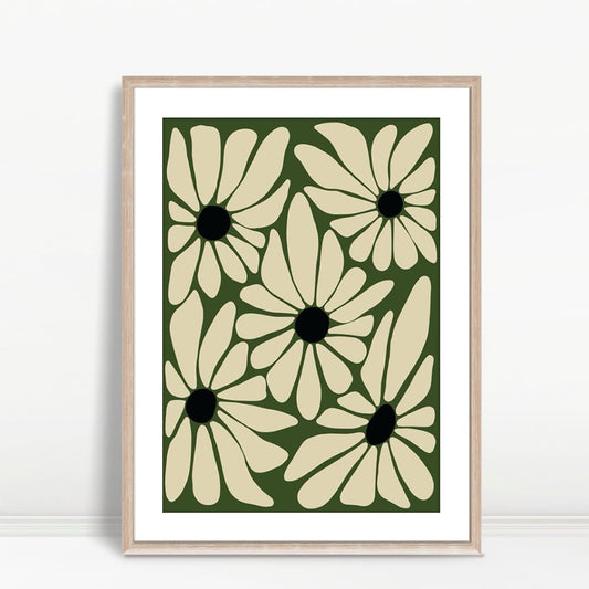 YF Bold Daisy Pattern on Green