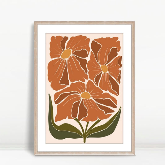 YF Bold Orange Flowers on Stems