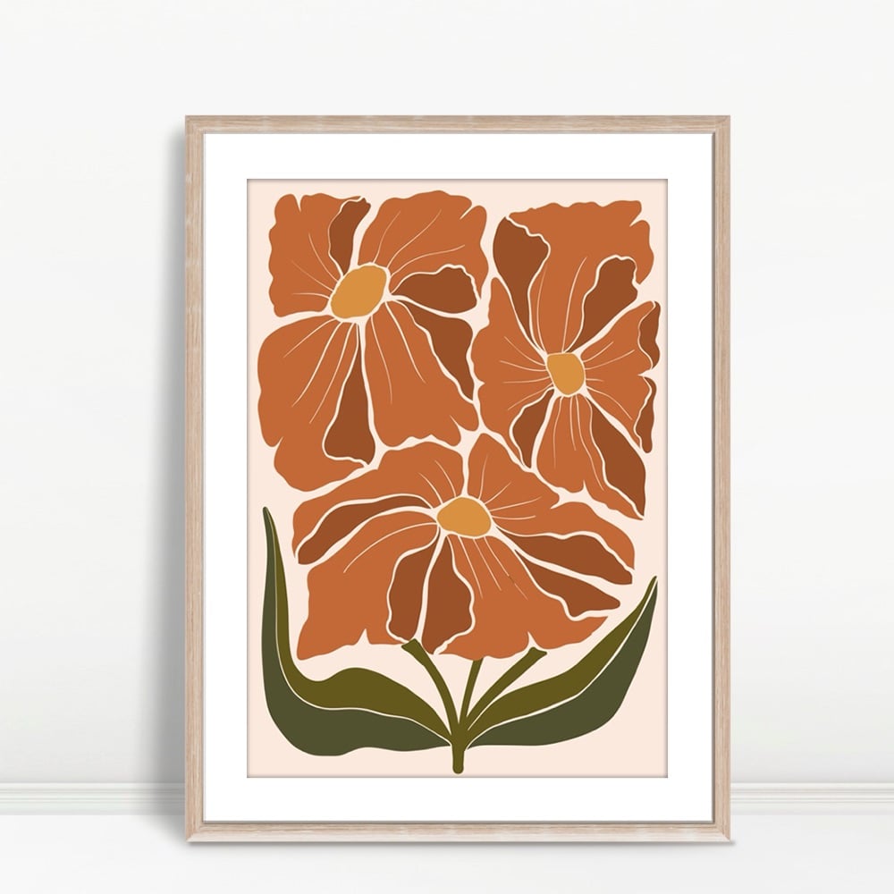 YF Bold Orange Flowers on Stems