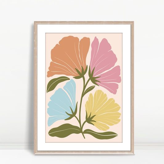 YF Four Pastel Flowers on Stems
