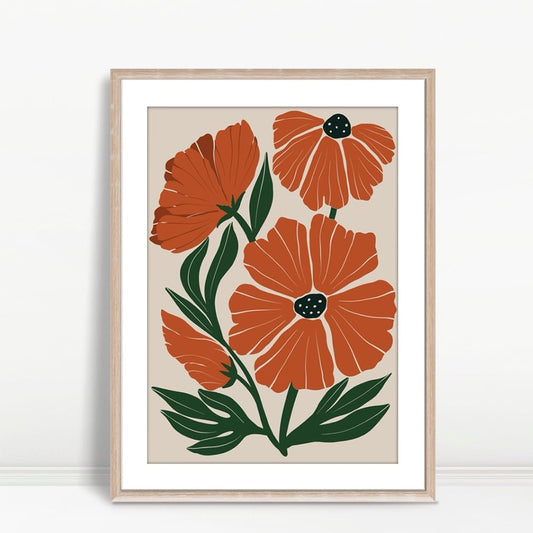 YF Orange Poppies with Green Leaves