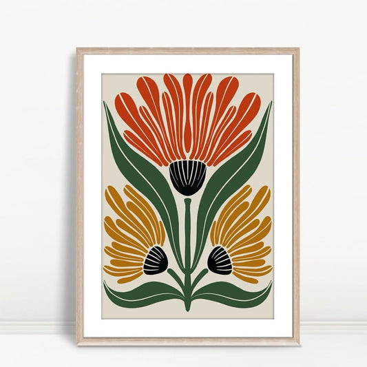 YF Three Stylized Blooming Flowers