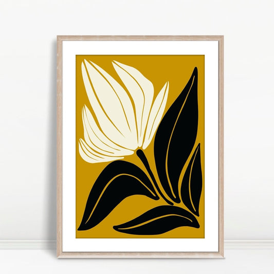 YF White Flower on Mustard Yellow