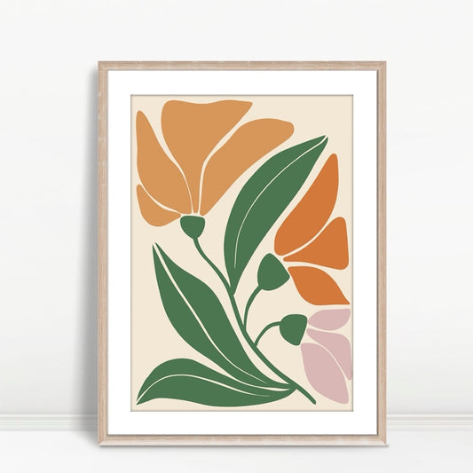 YF Simple Orange and Pink Flowers