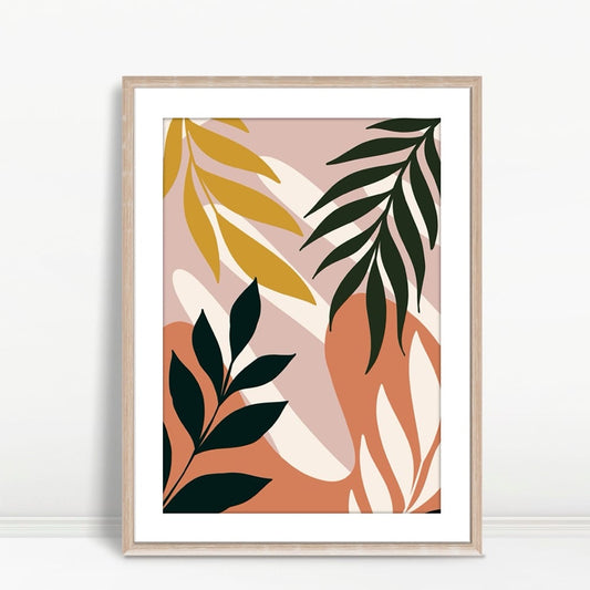 YF Tropical Leaves with Abstract Shapes