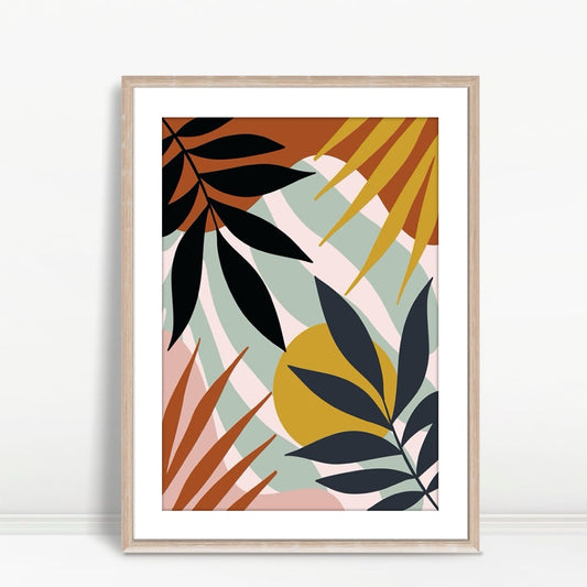 YF Sunlit Jungle Boho Botanical Abstract