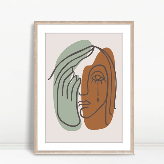 YF Boho Face and Hand Line Art