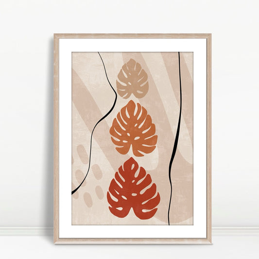 YF Tropical Monstera Leaves Boho Pattern