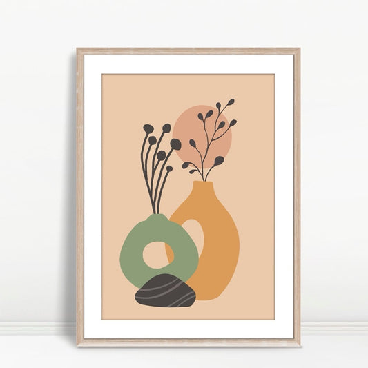 YF Vases with Sun Boho Botanical Decor