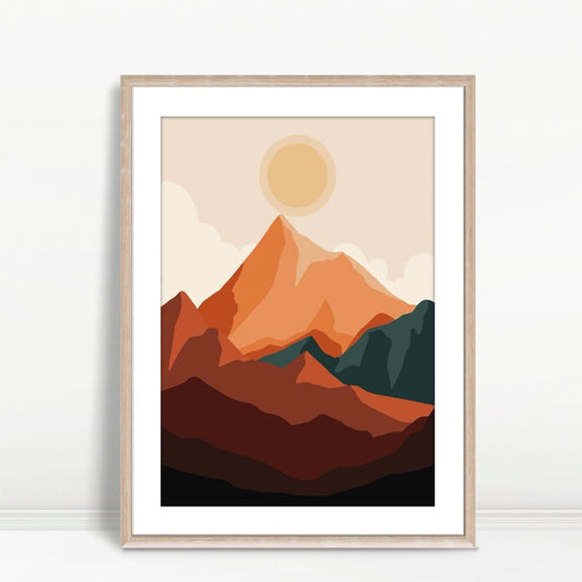 YF Bold Red Mountains with Sun