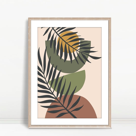 YF Sunset Palms Abstract Leaf Art