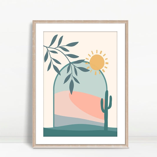 YF Boho Cat with Plant Sunshine Scene