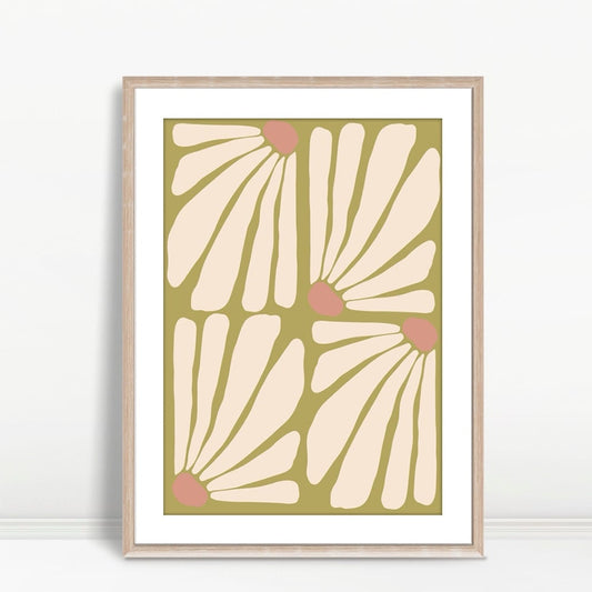 YF Abstract Daisy Petals Boho Print