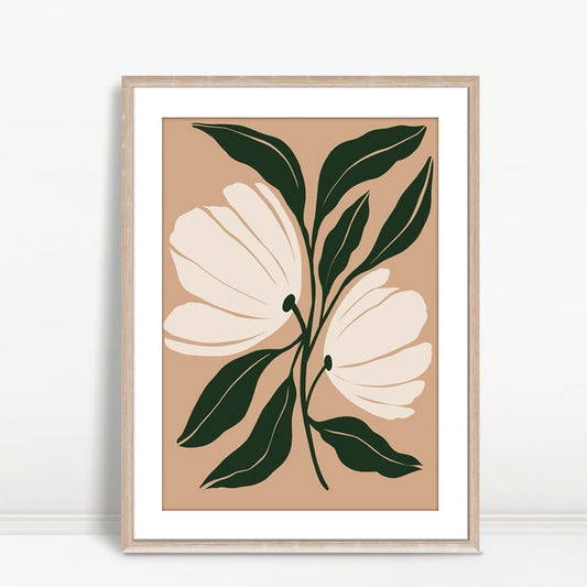 YF Minimalist Ivory Florals Tan Background