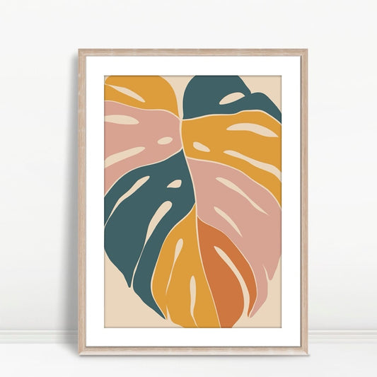YF Multicolor Modern Monstera Boho Art