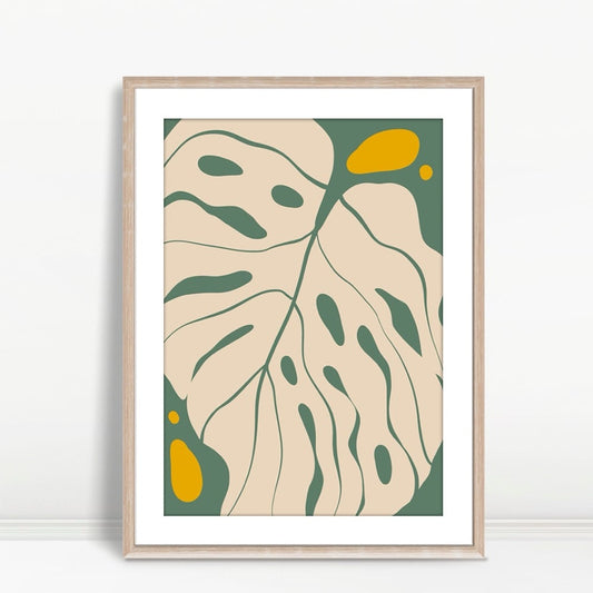 YF Creamy Monstera Leaf with Gold Accents