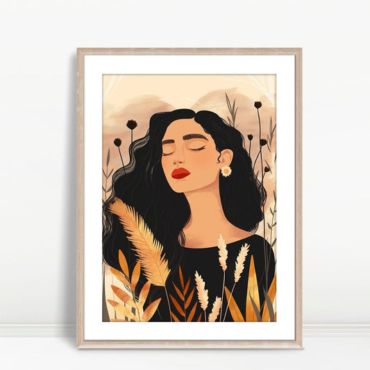 YF Boho Woman in Autumn Grass