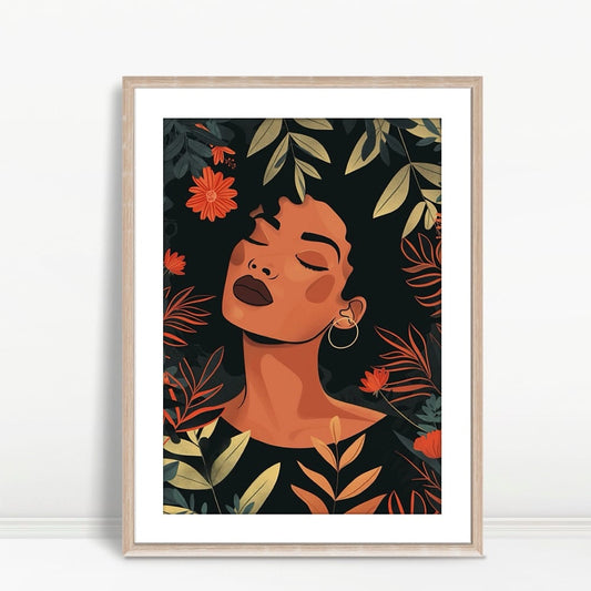 YF Bold Woman with Tropical Red Foliage