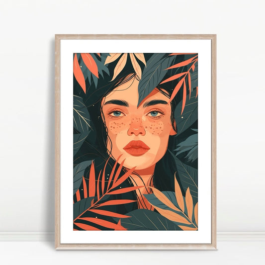 YF Tropical Boho Leaves with Orange Accents