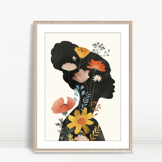 YF Silhouette Woman with Blossoming Florals