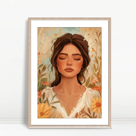 YF Whimsical Boho Woman in Wildflower Meadow