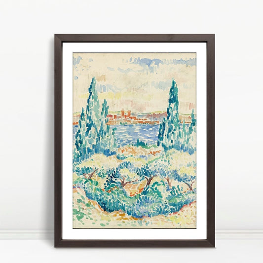 YF Cypress Trees Beside Mediterranean Shore
