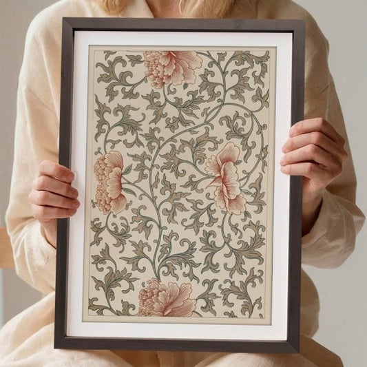 YF Ornate Peonies And Twisting Vines Pattern