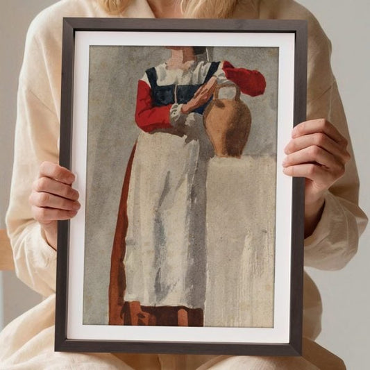 YF Woman With Jug In Simple Dress