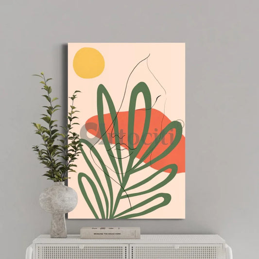 Abstract Plant Sun Moon Girl Face Line Poster Canvas Giclee Print