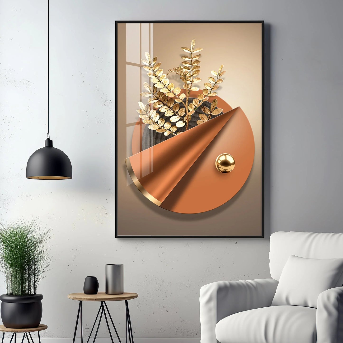 Aura Golden Petals Luxury Crystal Vertical Wall Art