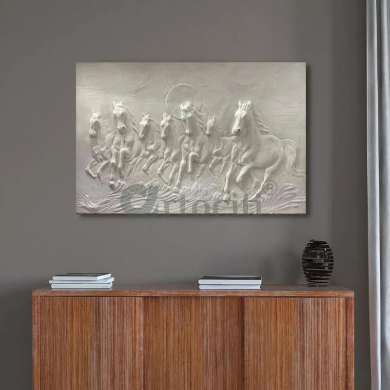3X2 feet 7 Horse 3D Relief Mural Wall Art