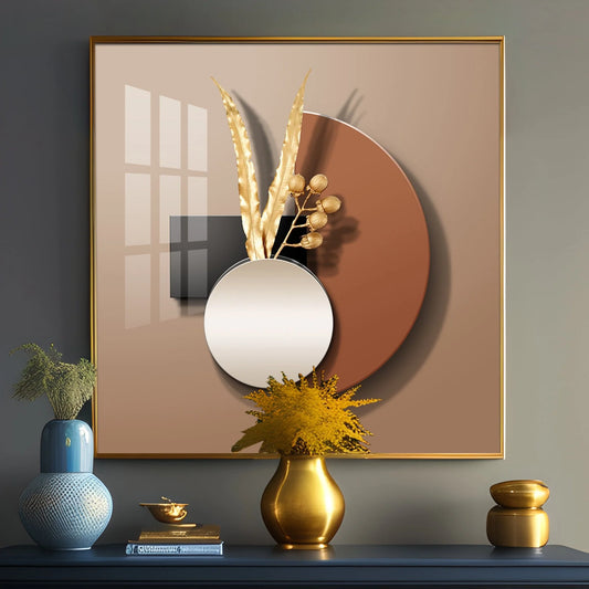 Black Gold Leaf Luxury Crystal Square Wall Art