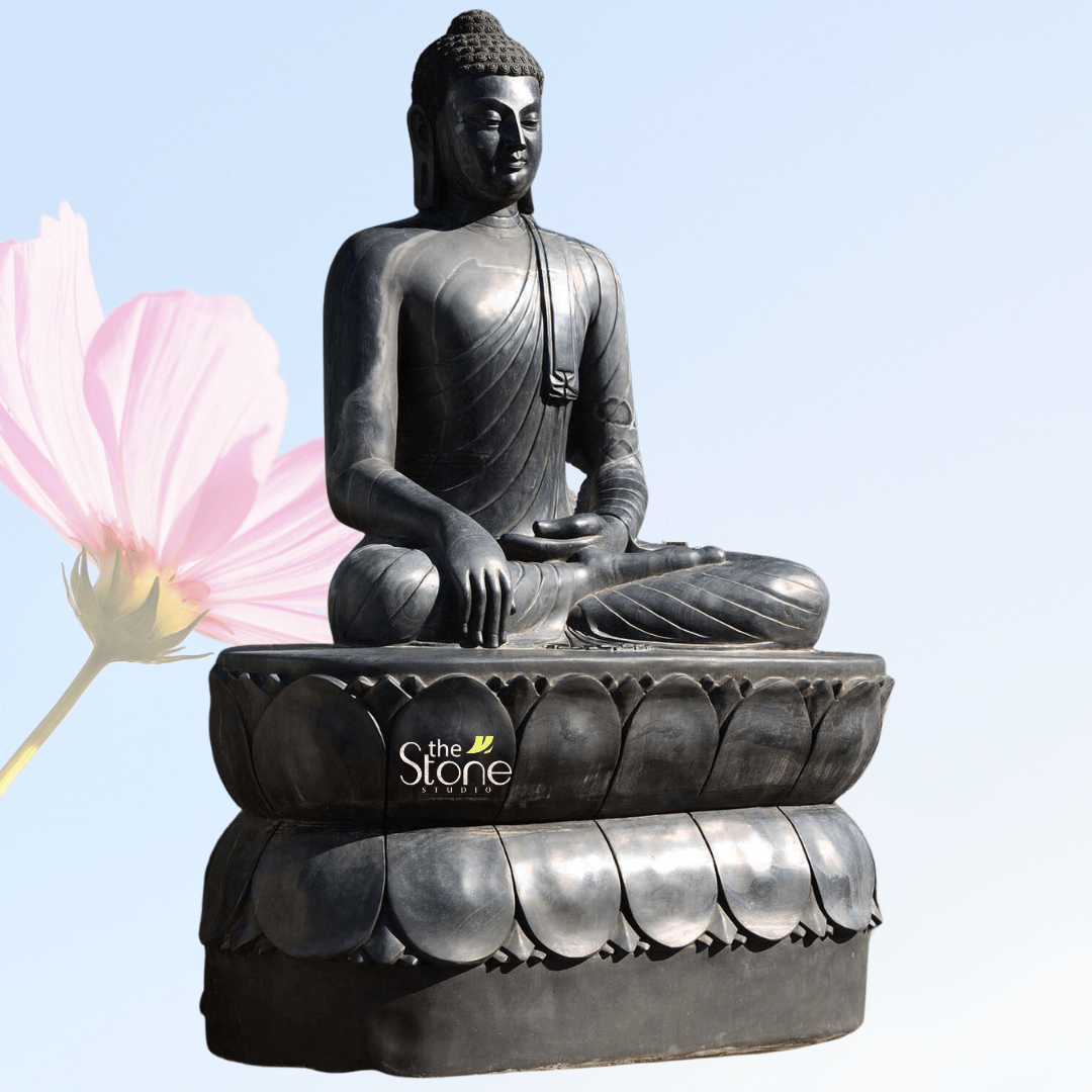 Buddha Statue in Black Marble Stone 70″
