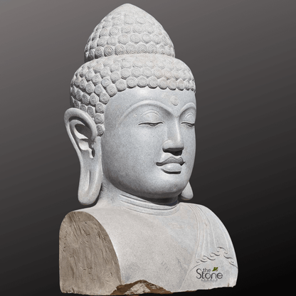 Buddha Head Black Stone Statue 3ft