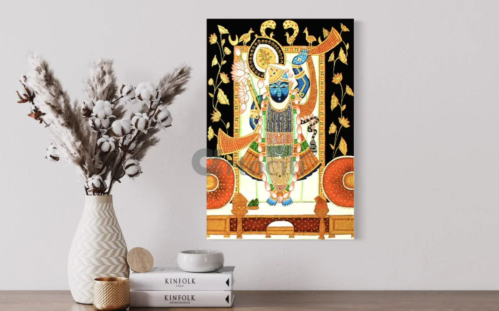 Blue Lord Shreenath Ji Pichwai Canvas Giclee Print