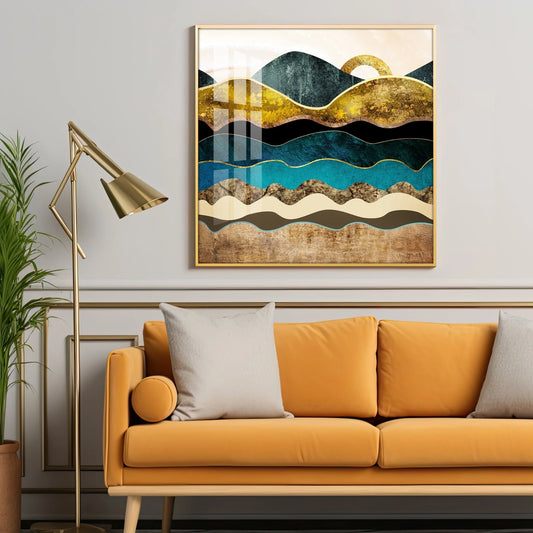 Blush Mountains Luxury Crystal Square Wall Art