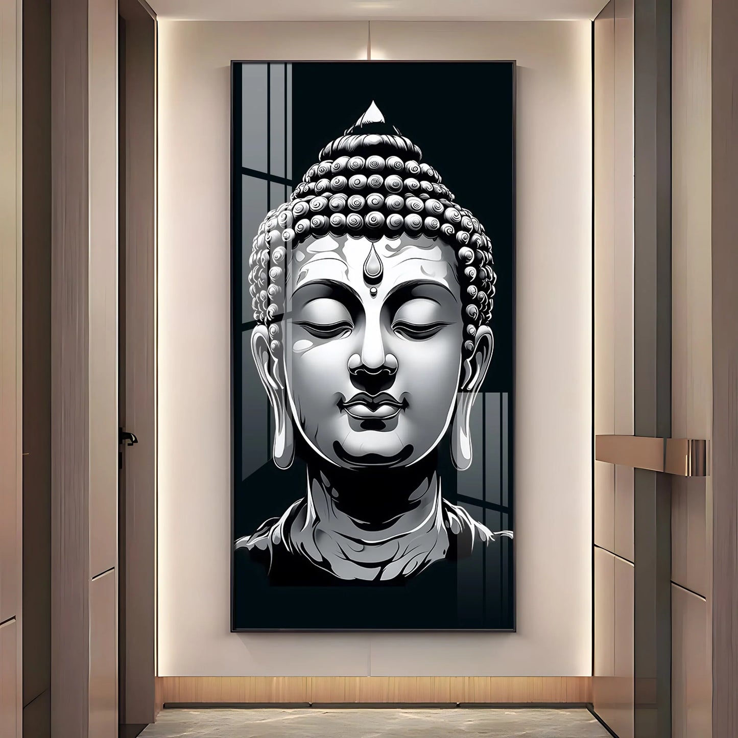 Buddha In Monochrome Premium Acrylic Vertical Wall Art
