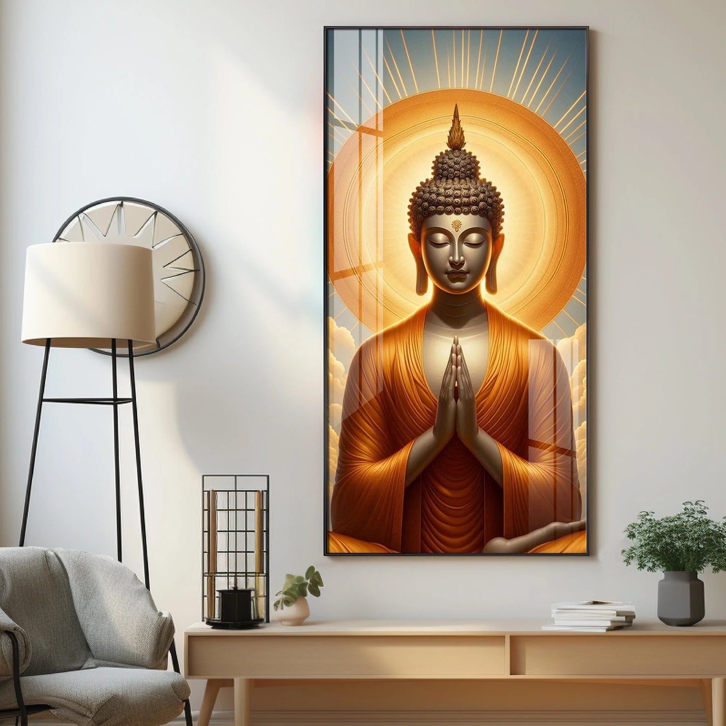 Buddha In Sunlit Halo Effect Premium Acrylic Wall Art
