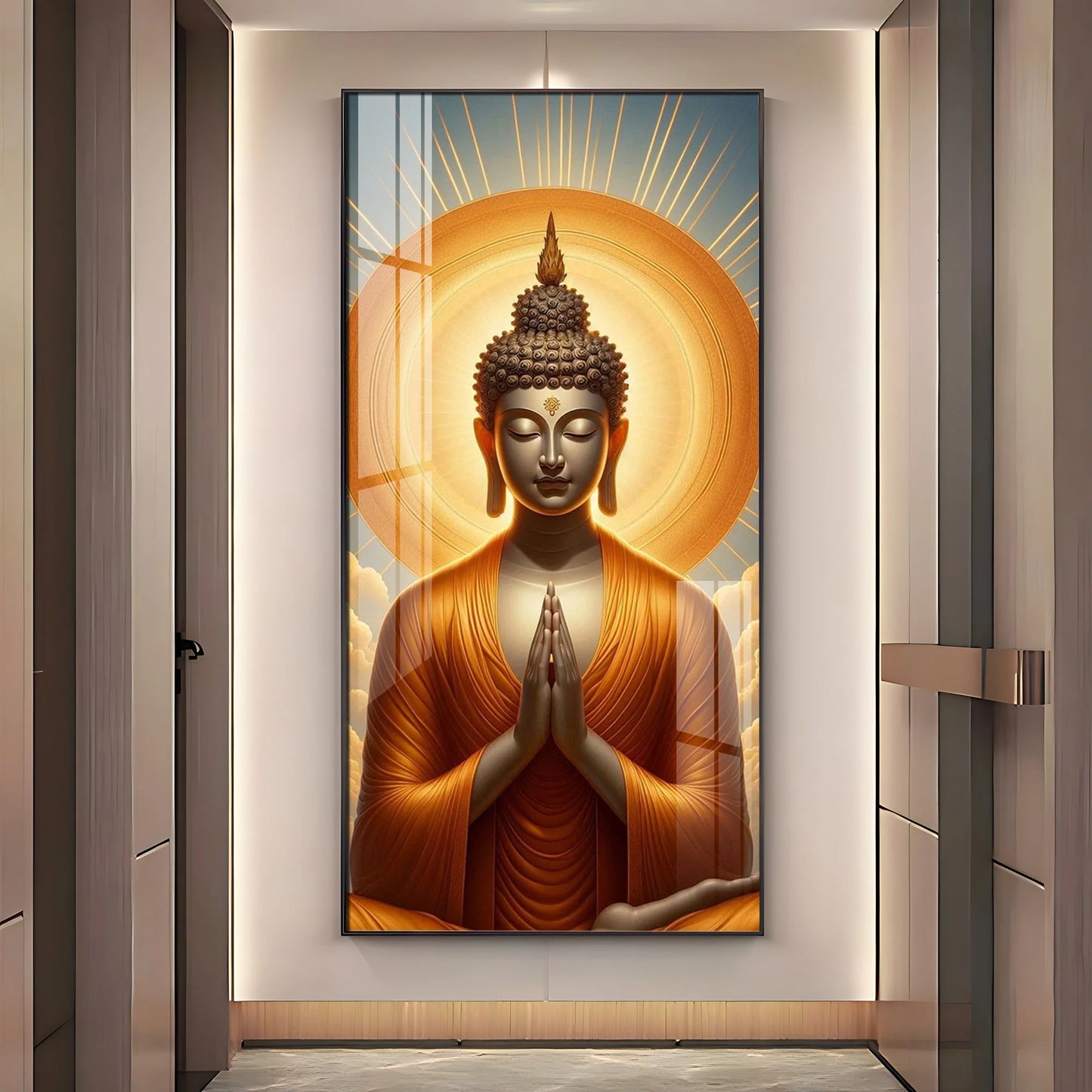 Buddha In Sunlit Halo Effect Premium Acrylic Wall Art