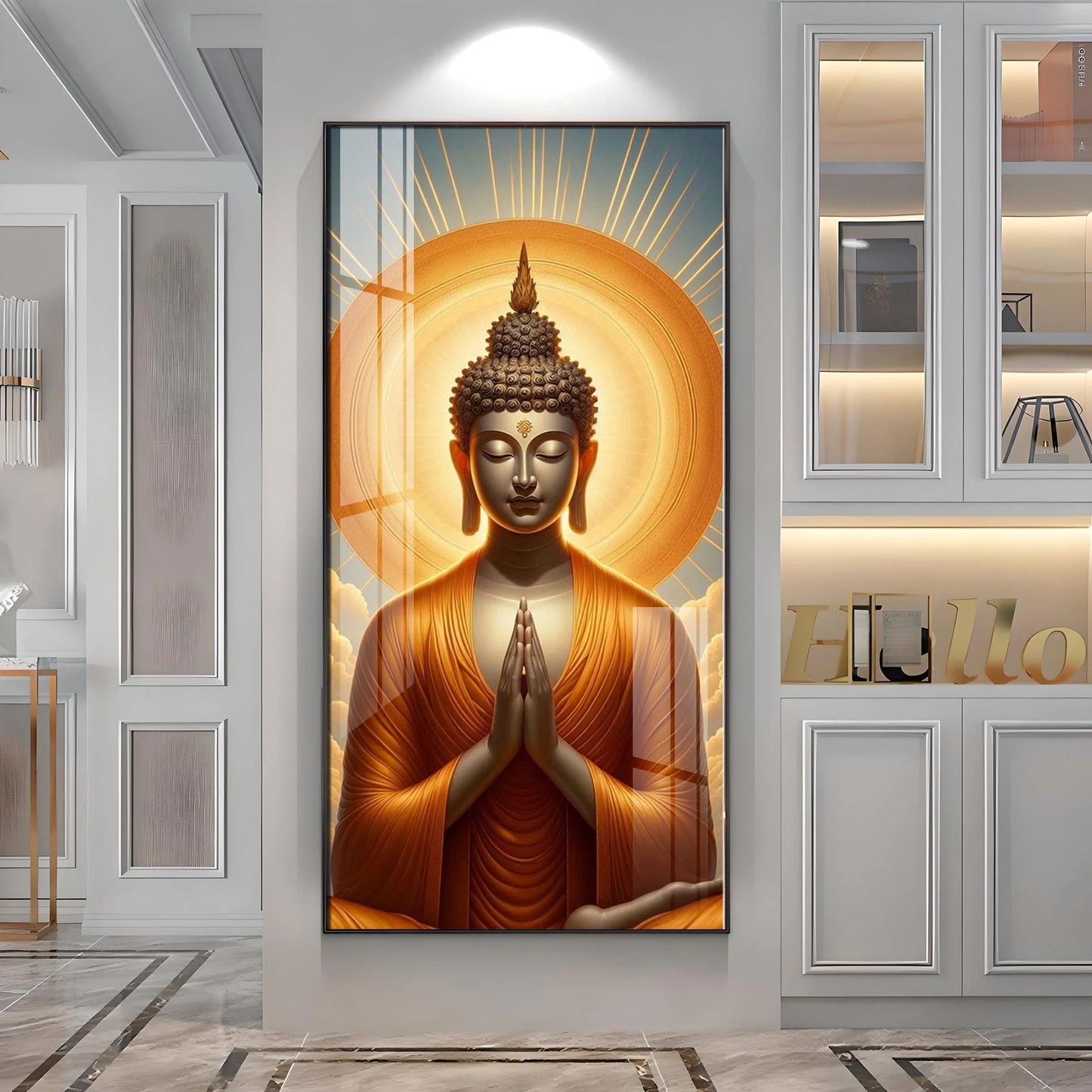 Buddha In Sunlit Halo Effect Premium Acrylic Wall Art