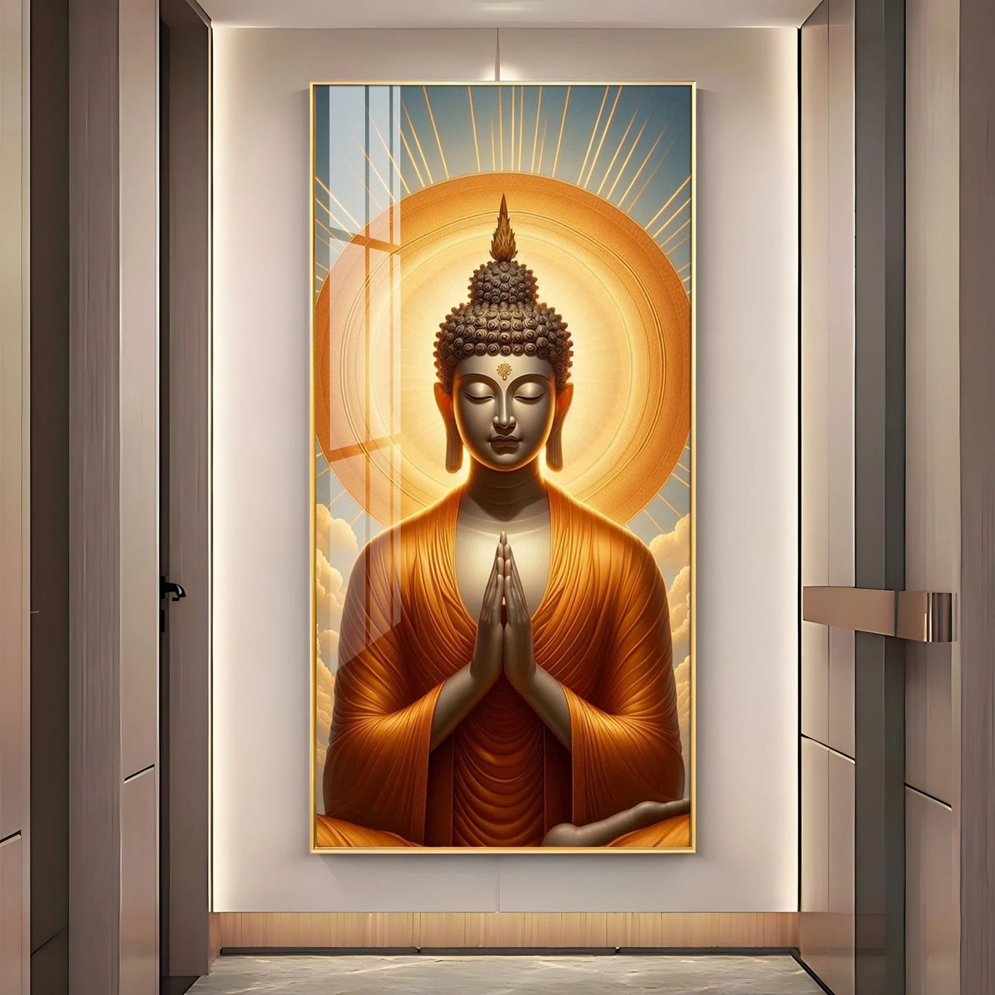Buddha In Sunlit Halo Effect Premium Acrylic Wall Art