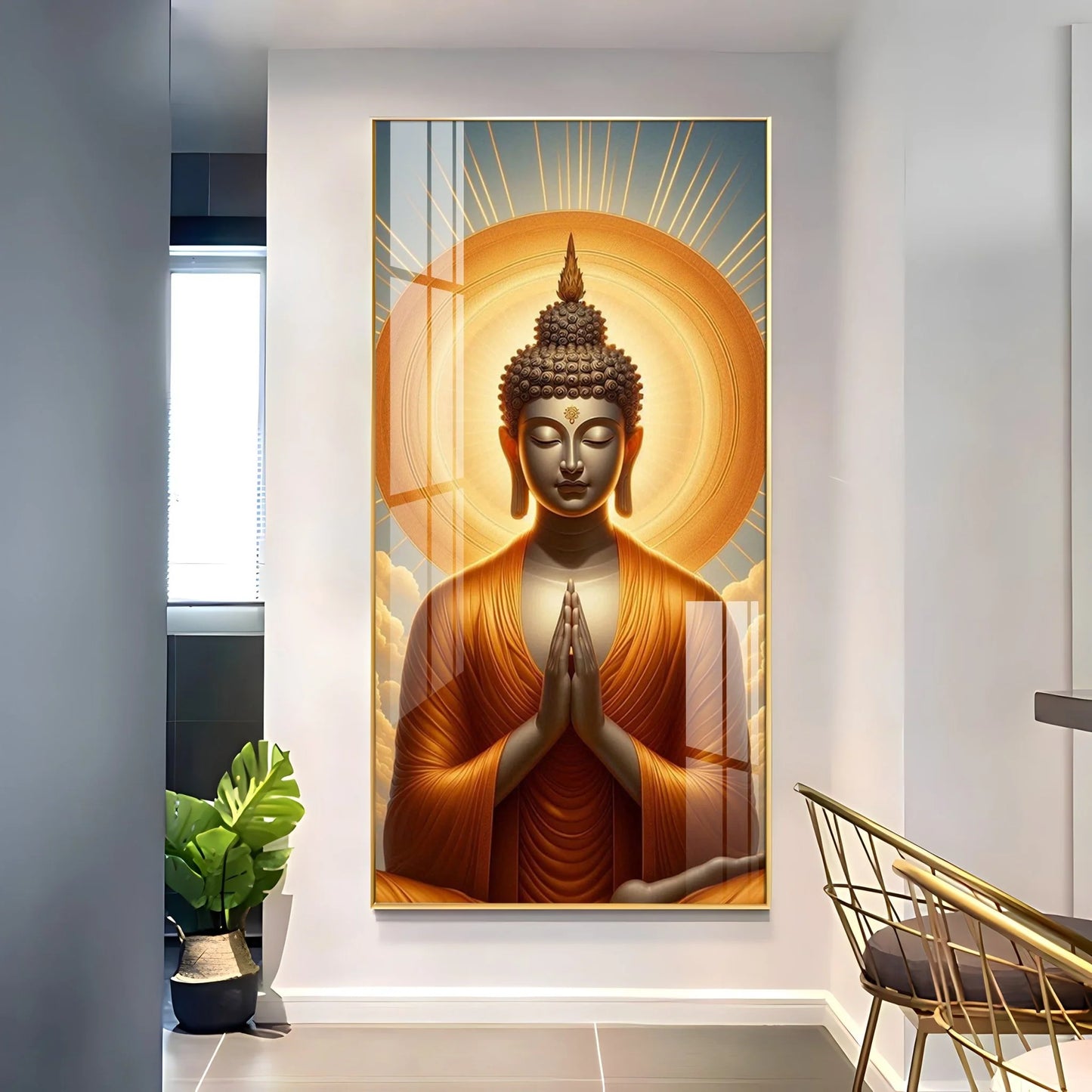 Buddha In Sunlit Halo Effect Premium Acrylic Wall Art